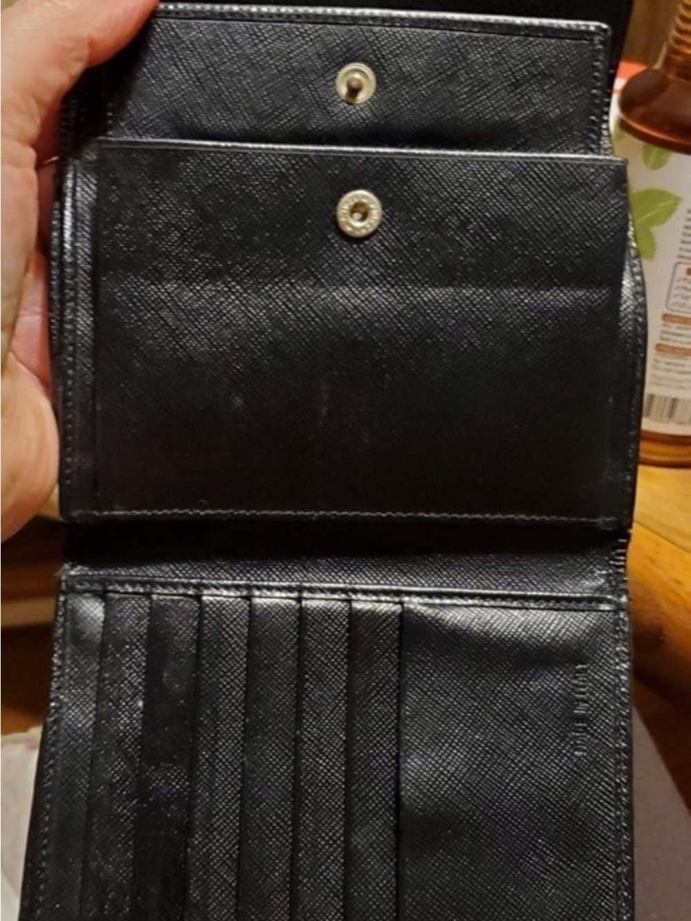 Prada Black Saffiano Leather Compact Card Holder with Triangle Logo - Picture 5 of 5